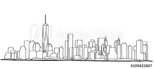 500x225 Free Hand Sketch Of New York City Skyline. Vector Illustration Eps