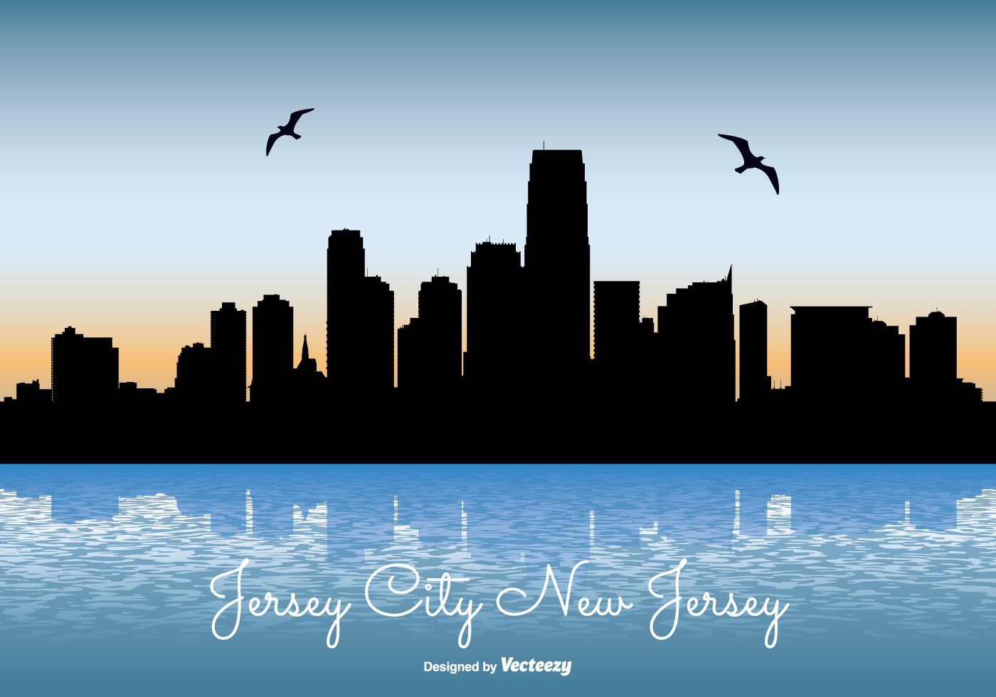 1400x980 Jersey City Skyline Free Vector Art