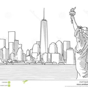 300x300 New York City Skyline Drawing Free Hand Sketch Of New York City