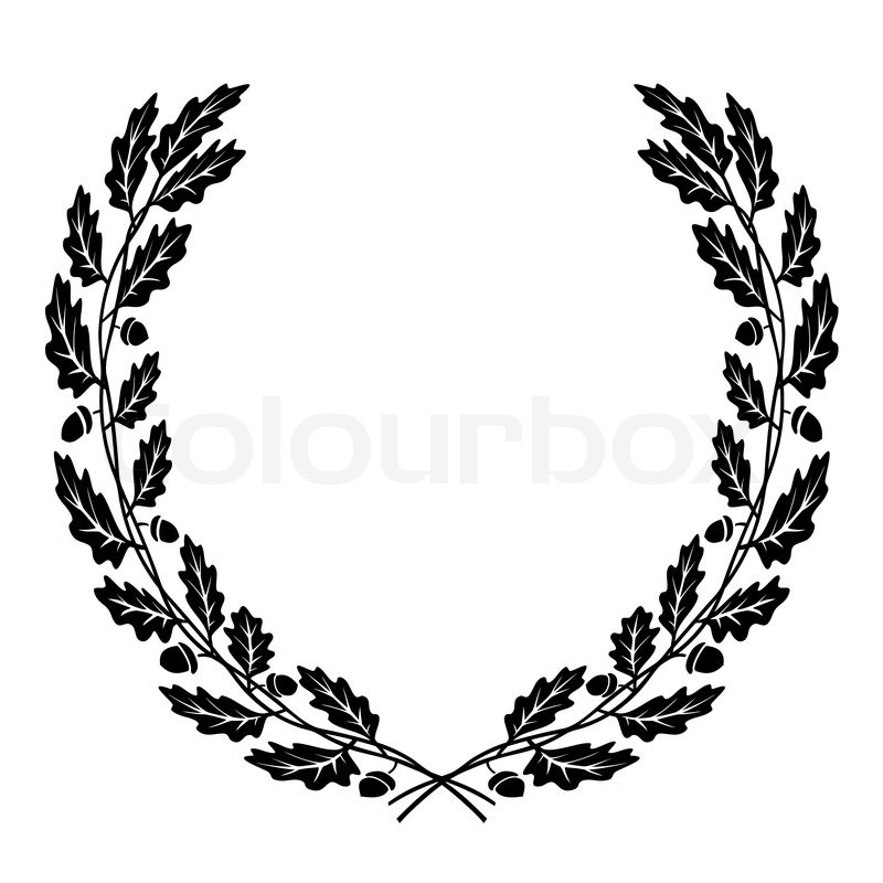 800x800 Wreath Of Oak Leaves Black Silhouette Stock Vector Colourbox