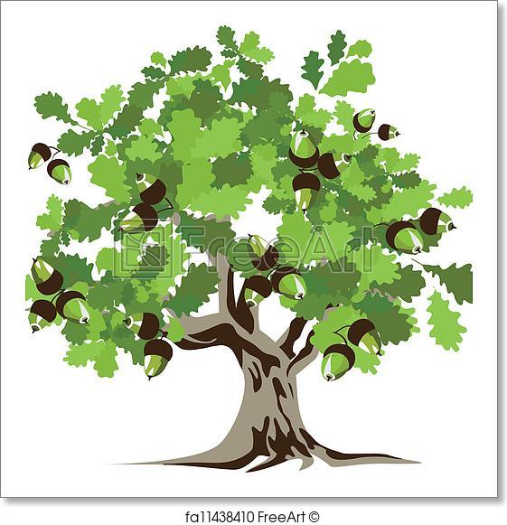 561x581 Free Art Print Of Big Green Oak Tree Vector Illustrat. Big Green