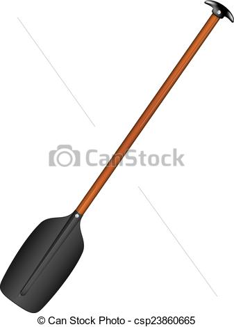 337x470 Sporting Oar In Black Design With Wooden Handle On White Background.