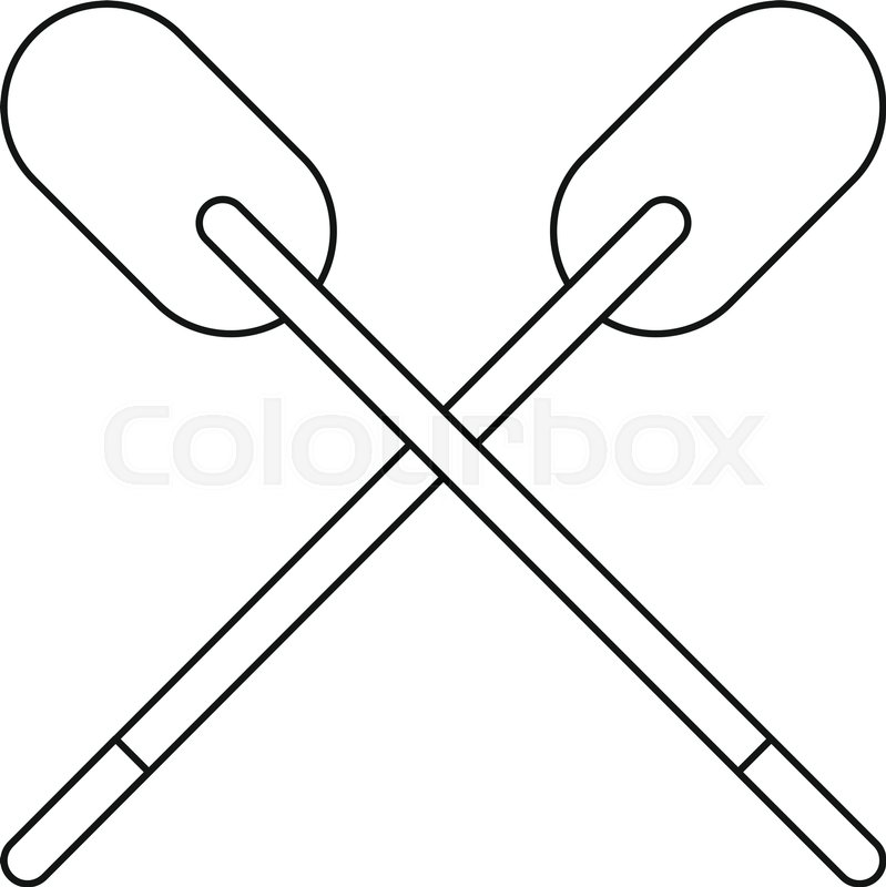 799x800 Two Wooden Crossed Oars Icon In Outline Style Isolated Vector