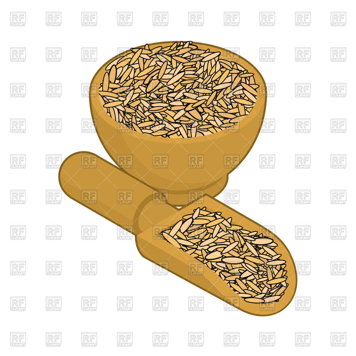 1200x1200 Oat In Wooden Bowl And Spoon Vector Image Vector Artwork Of Food