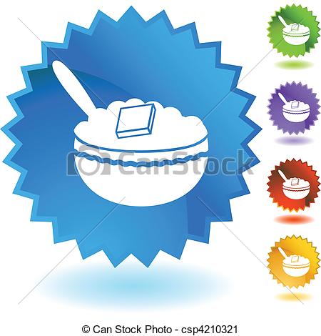 450x470 Oatmeal Web Button Isolated On A Background. Vector Clip Art