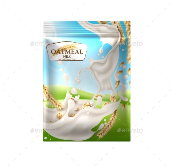 590x573 Vector Oatmeal Milk Product Package Blue Sky By Iwhitewings