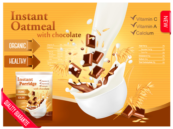 600x450 Instant Oatmeal With Chocolate Poster Vector 01 Free Download