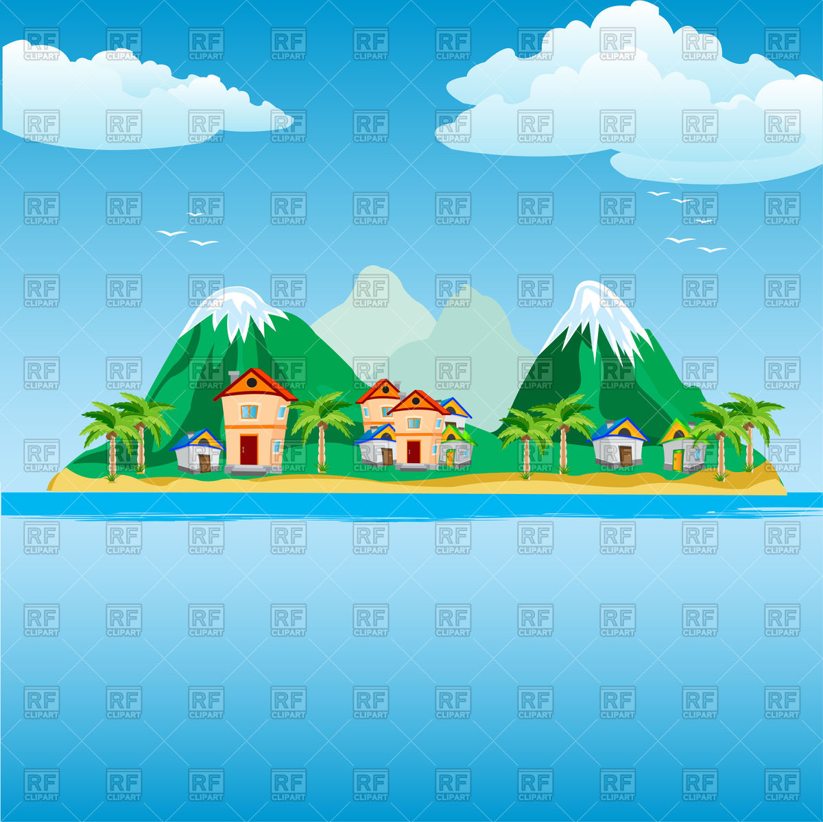 1200x1198 Small City On Hawaii Island In Ocean Vector Image Vector Artwork