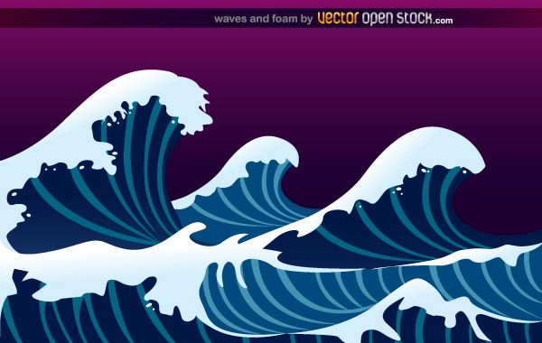 600x380 Ocean Wave With Foam Vector Free Free Vectors