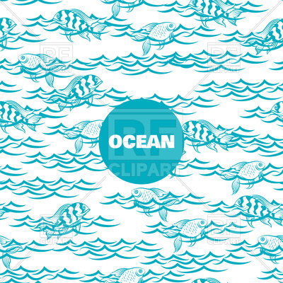 400x400 Ocean Seamless Pattern With Fish In Waves Vector Image Vector