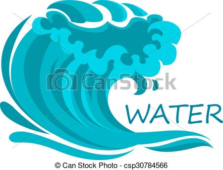 450x342 Ocean Wave Symbol With Foam And Splashes. Powerful Ocean Wave