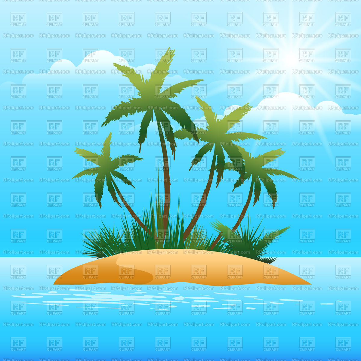 1200x1200 Small Tropical Island In The Ocean Vector Image Vector Artwork