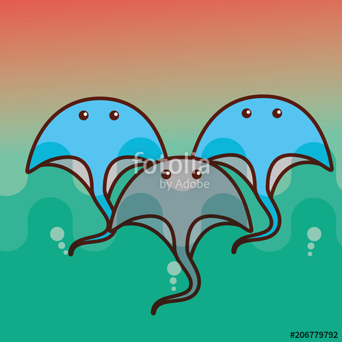 500x500 Stingray Sea Life Cartoon Ocean Vector Illustration Stock Image