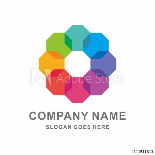 500x500 Geometric Colorful Octagon Vector Logo Template