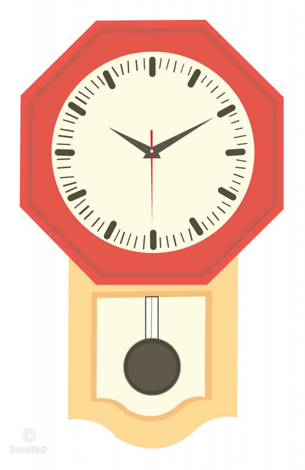 1040x1600 Octagon Shaped Antique Wall Clock Image In Vector