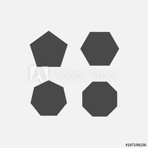 500x500 Polygon Shapes Pentagon Hexagon Octagon Heptagon Vector Icons Gray
