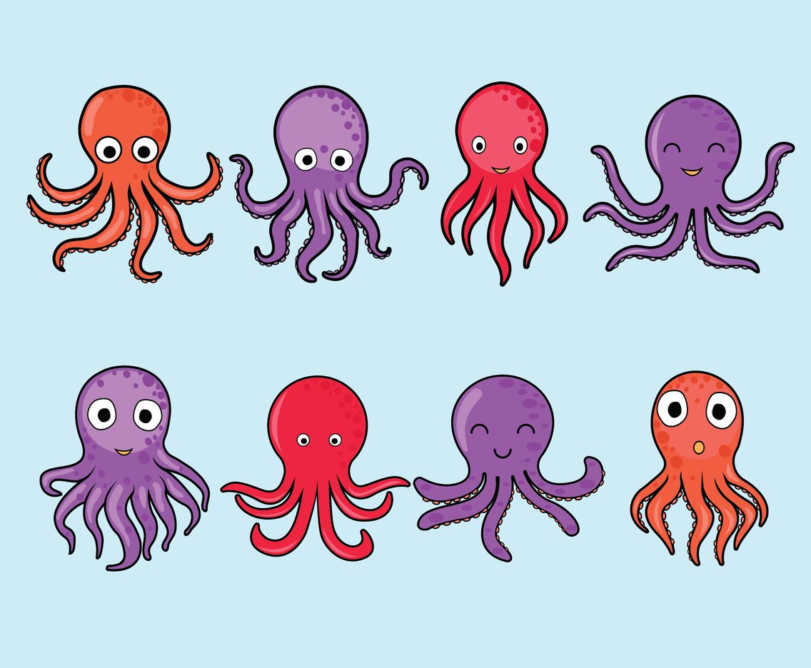 1136x936 Cartoon Octopus Vector Set Vector Art Amp Graphics