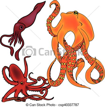 450x459 Octopus Vectors.