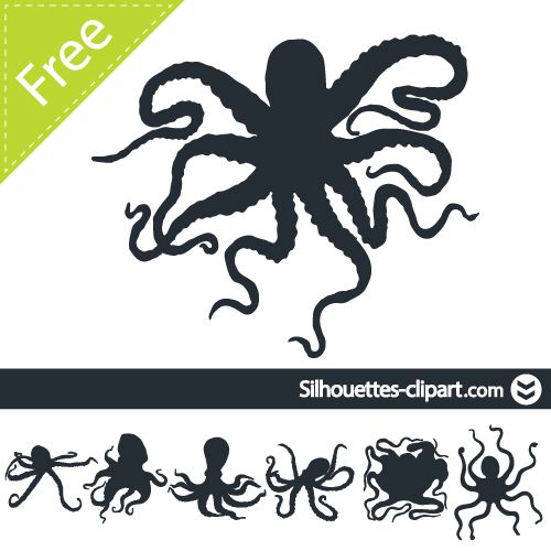 500x500 Vector Octopus Vector Silhouettes Silhouettes