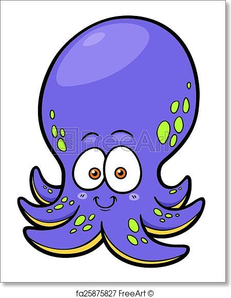 450x580 Free Art Print Of Octopus. Vector Illustration Of Cartoon Octopus