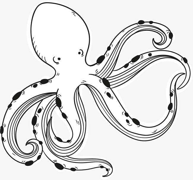650x606 Black And White Octopus Vector, Hand, Marine Organism, Sketch Png
