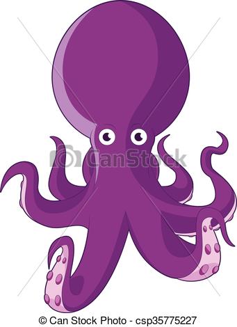 341x470 Vector Image Of The Cartoon Purple Octopus.