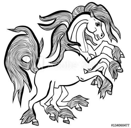 500x490 Vector Illustration Of Odin Horse Sleipnir Black And White
