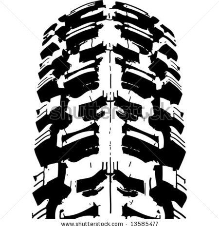 450x470 Mountain Bike`s Offroad Tire`s Footprint. Vector Image.