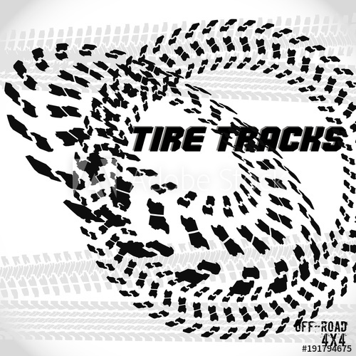 500x500 Tire Track Silhouette Print. Off Road Banner. Vector Illustration