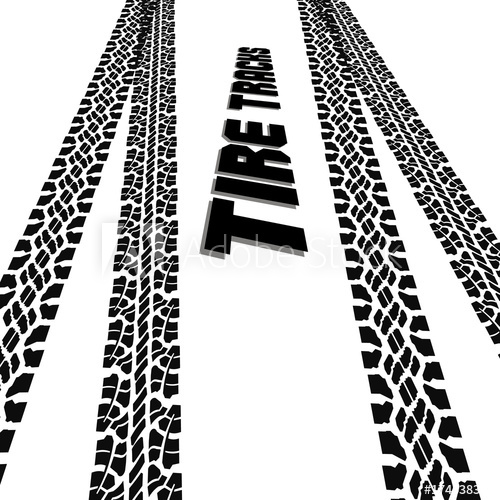 500x500 Trace Of Off Road Tires. Tire Track Silhouette Banner. Vector