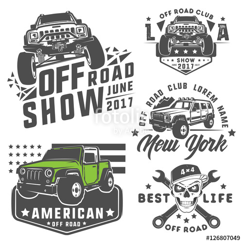 500x500 Set Of Off Road Car For Emblems,logo,design And Print. Stock
