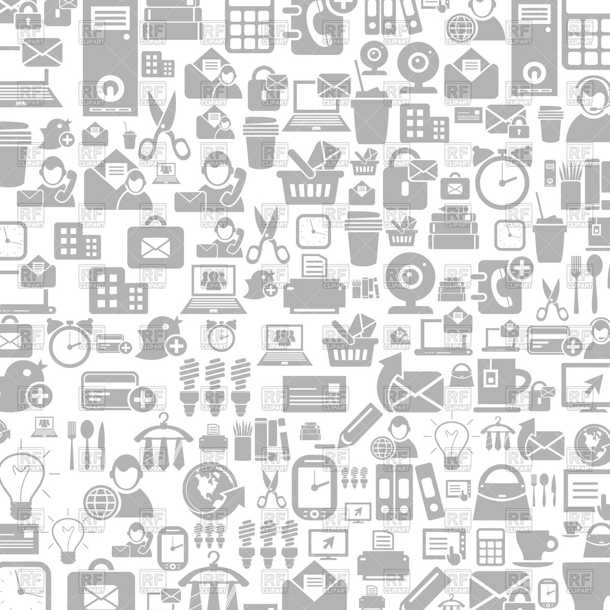 1200x1200 Grey Background With Office Icons Vector Image Vector Artwork Of