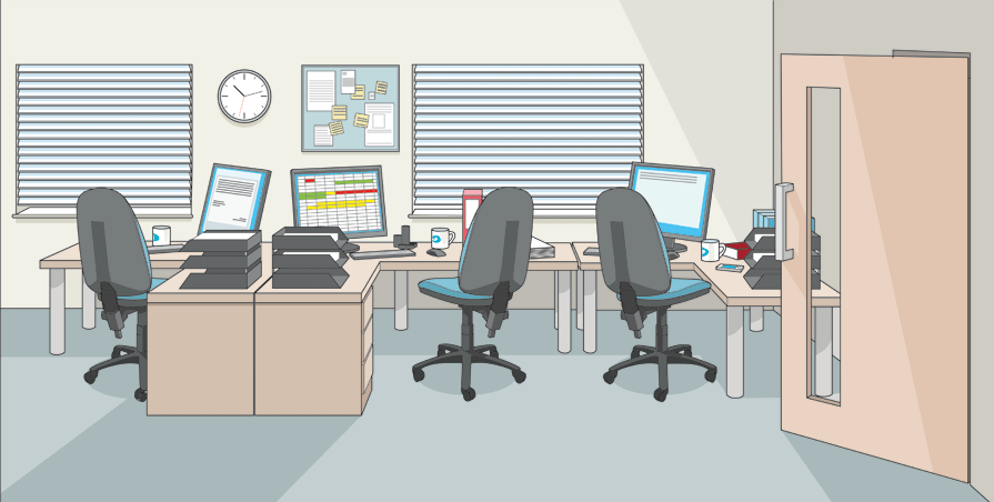 895x452 Vector Office Background Illustrationu