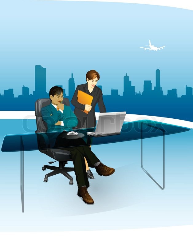628x800 Business Man In The Office With His Secretary With Airpor