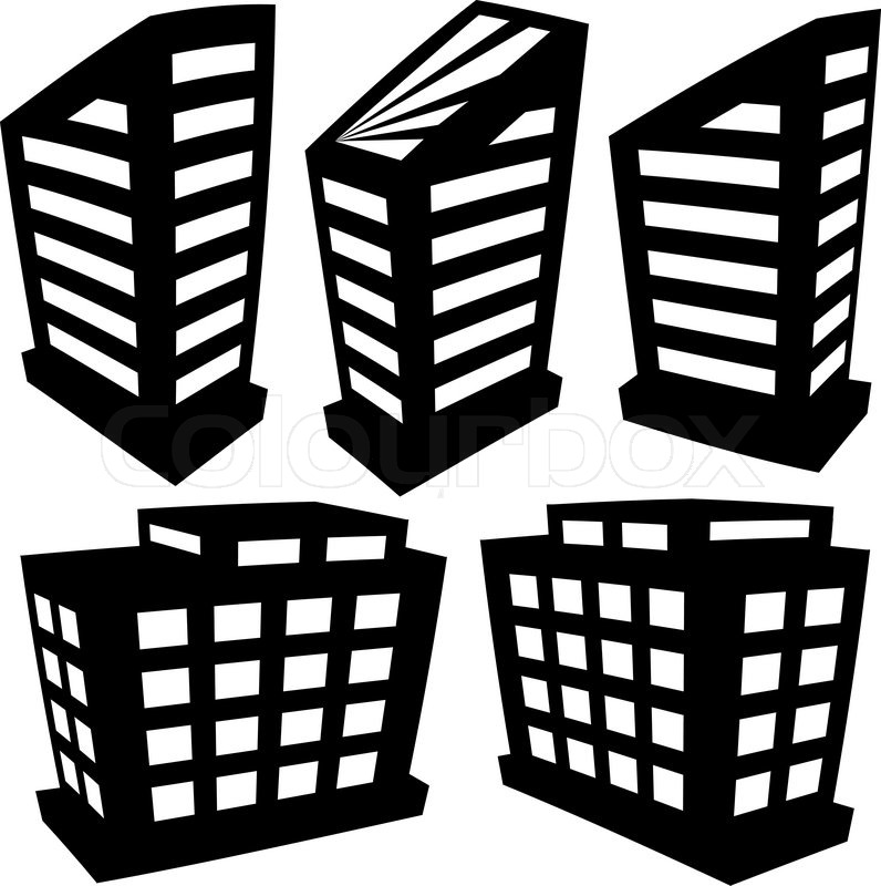 796x800 Vector Buildings Silhouettes On White Background Stock Vector