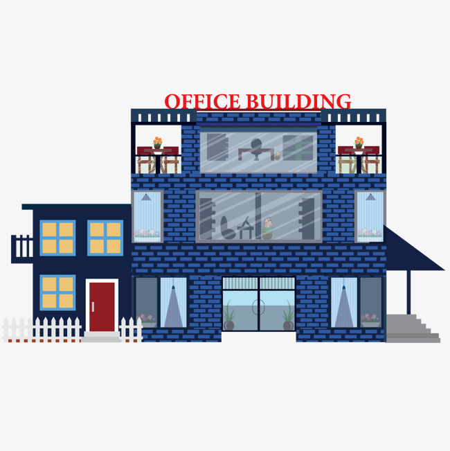 650x651 Office Building Vector Material, Blue, Office, Business Png And