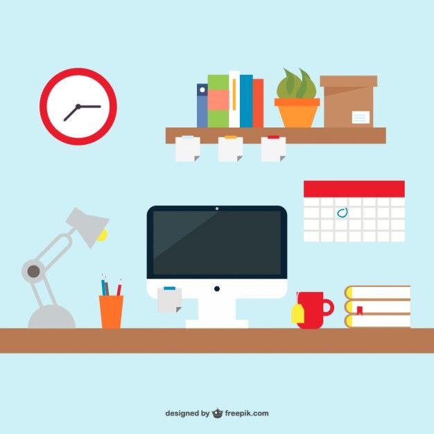 626x626 Office Desk Simple Design Free Vector Free Vectors
