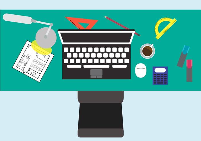 700x490 Office Table With Various Vector Elements
