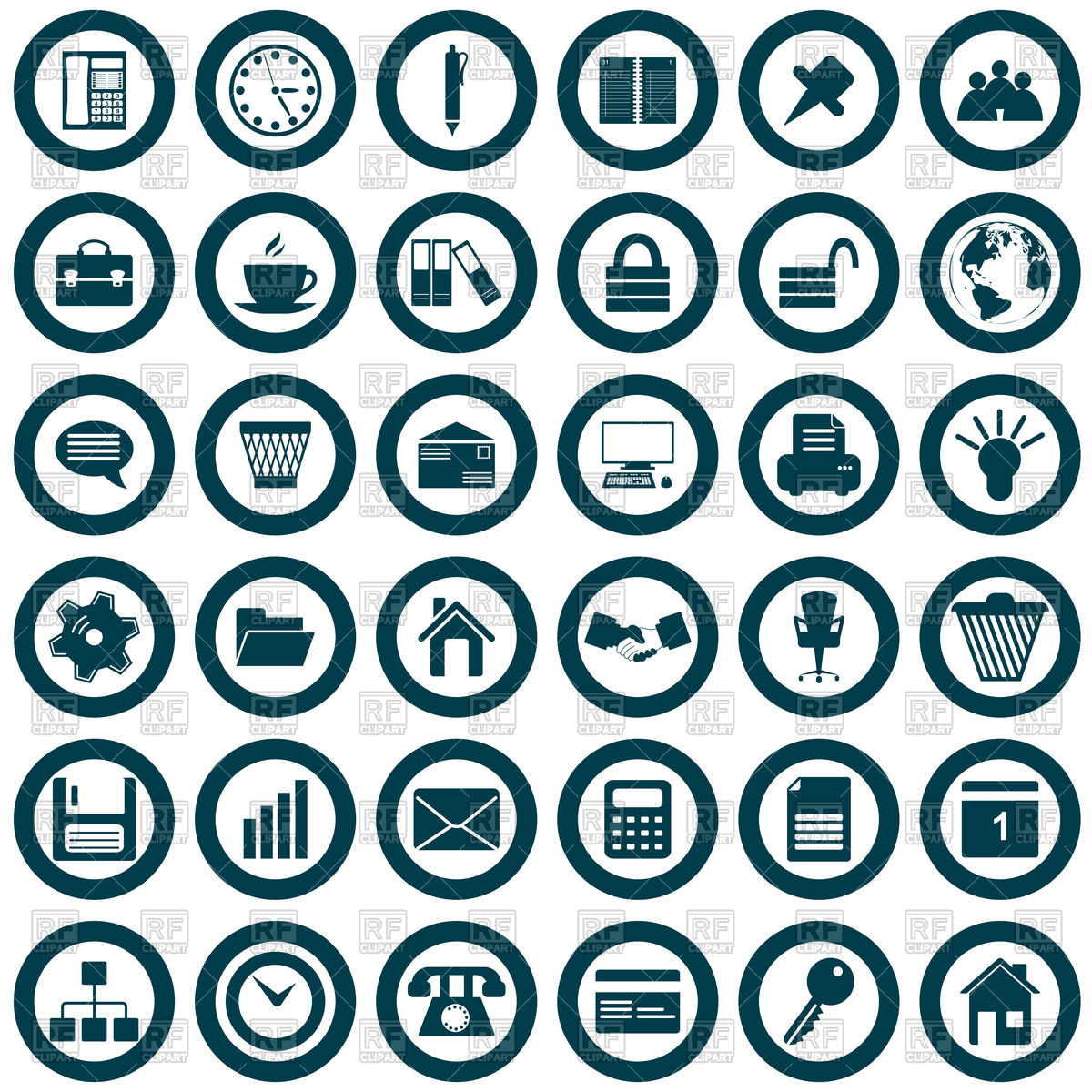1200x1200 Business And Office Icons Vector Image Vector Artwork Of Signs