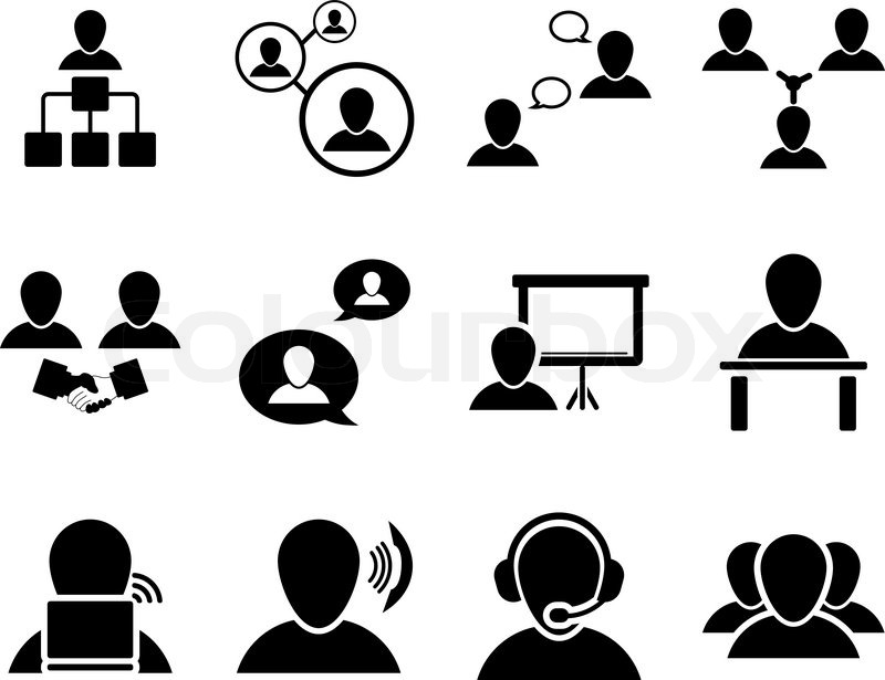 800x615 Office And People Icon Set Stock Vector Colourbox