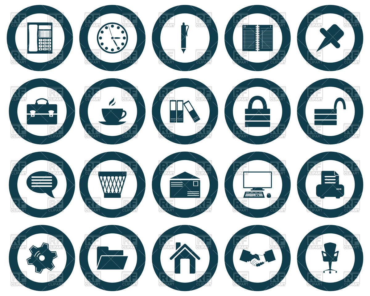 1200x960 Business And Office Round Web Icons Vector Image Vector Artwork