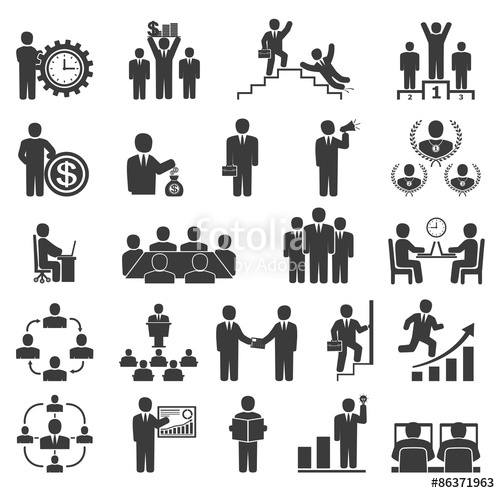 500x493 Business People In Work. Office Icons, Conference, Computer Work