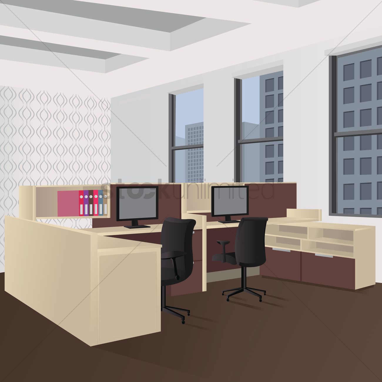 1300x1300 Office Interior Vector Image