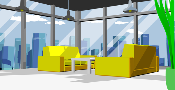 600x307 Yellow Sofa With Modern Office Vector 02 Free Download