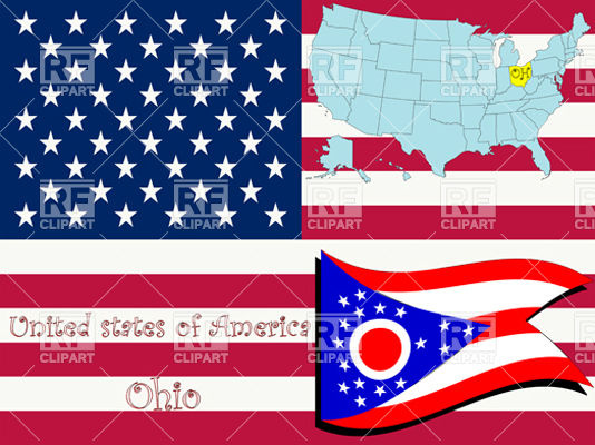 534x400 Ohio State Flag And Map Vector Image Vector Artwork Of Signs