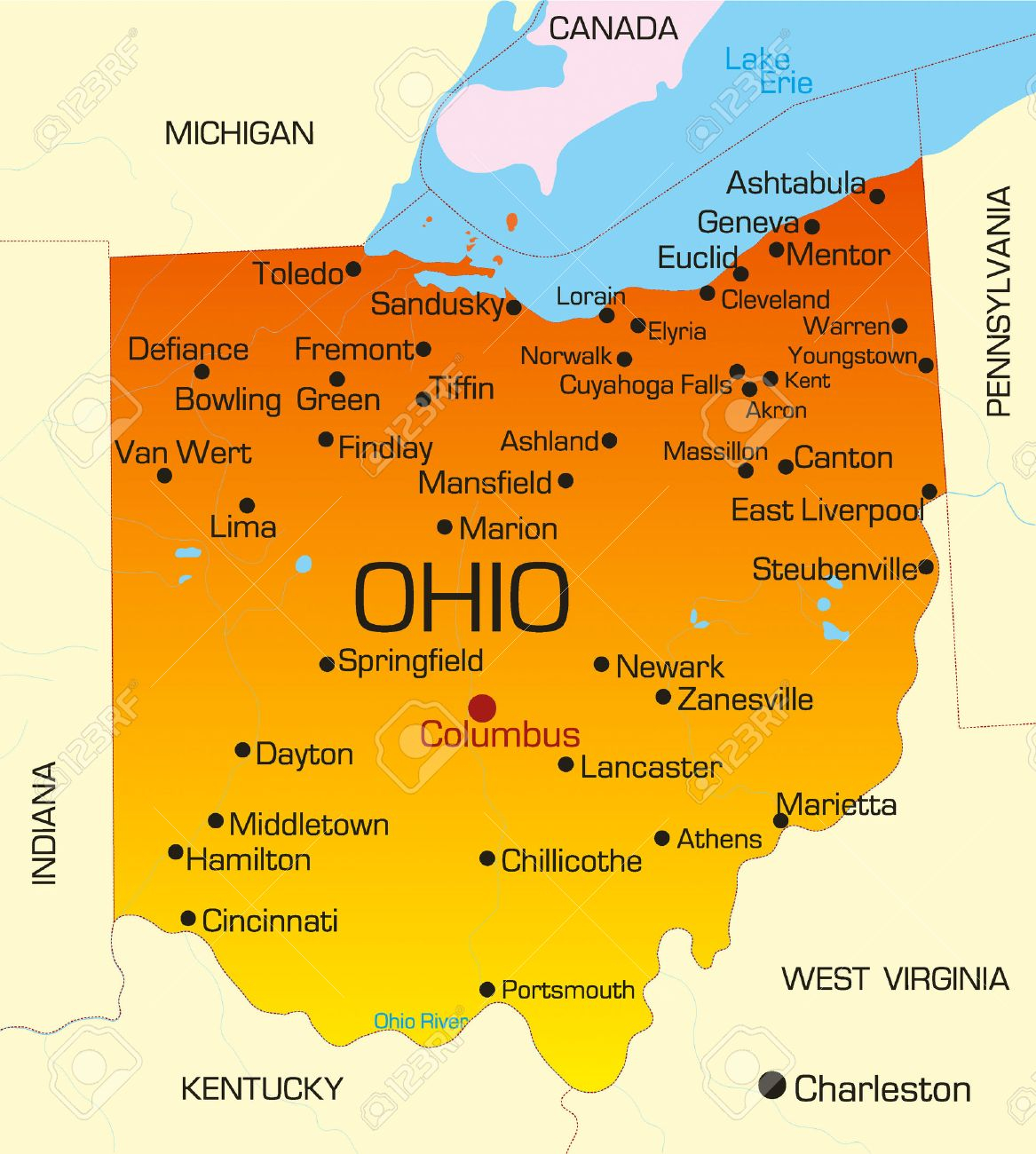 1167x1300 Map Of Ohio Indiana And Kentucky Vector Color Map Of Ohio State