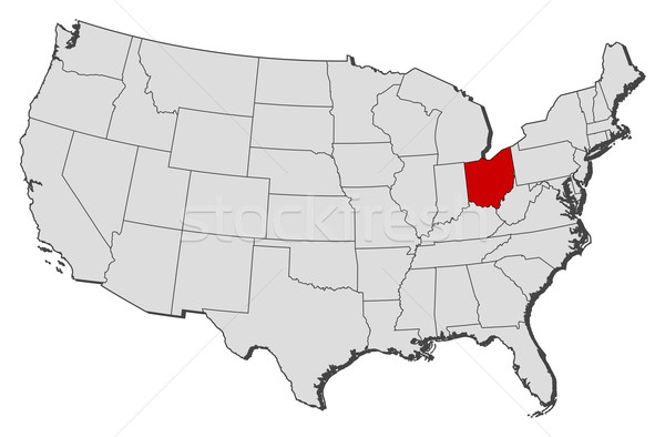 600x394 Map Of The United States, Ohio Highlighted Vector Illustration