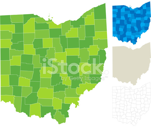 521x440 Ohio County Map Stock Vector