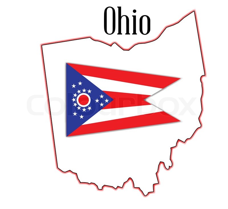 800x734 Outline Map Of The State Of Ohio With Flag Inset Stock Vector