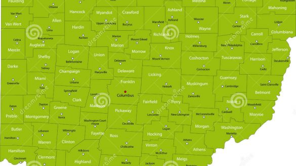 585x329 Map Of Ohio Counties Stock Vector Illustration Country Isolated X